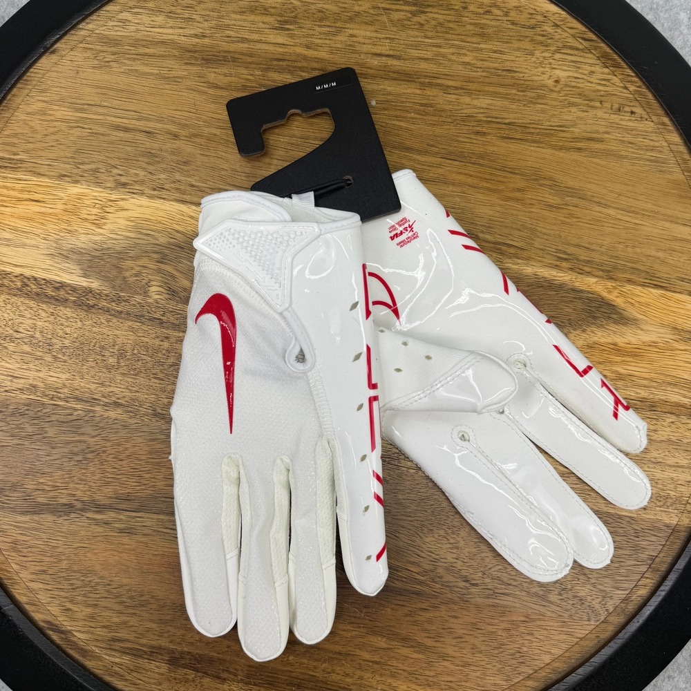Nike Vapor Jet 7.0 Football Gloves White Red N.100.3505.155 Mens Size Medium M